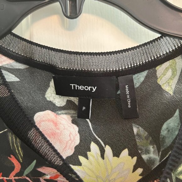 Theory Lewie Silk Combo Floral Dress - Picture 5 of 9